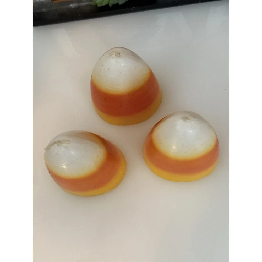 Vintage 1980s Halloween Rare‎ Candy Corn Candles Unused Yellow Orange White 4